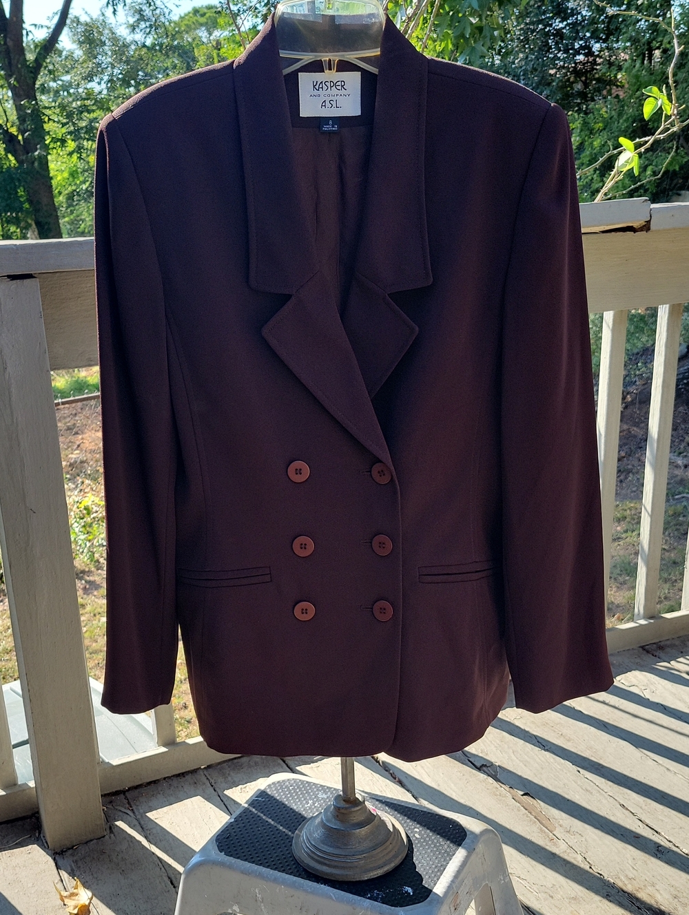 Kasper Women's Double-Breasted Chocolate Brown Blazer
